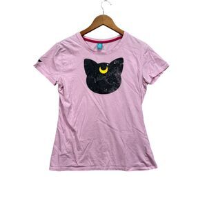 Luna Sky Moon Cat Pink Artemis Spread Shirt T Silhouette Tee Women's sz L